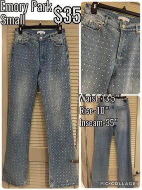 Emory Park Women's Rhinestone Blue Jeans - Small